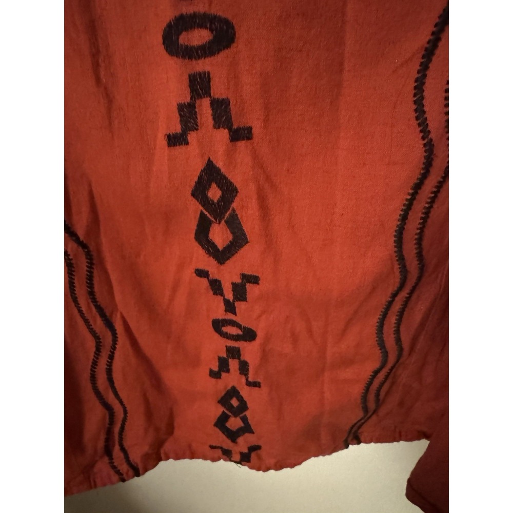 Zudio Women's Burnt Red/orange Embroidered Folk Style Dress - Picture 5 of 12